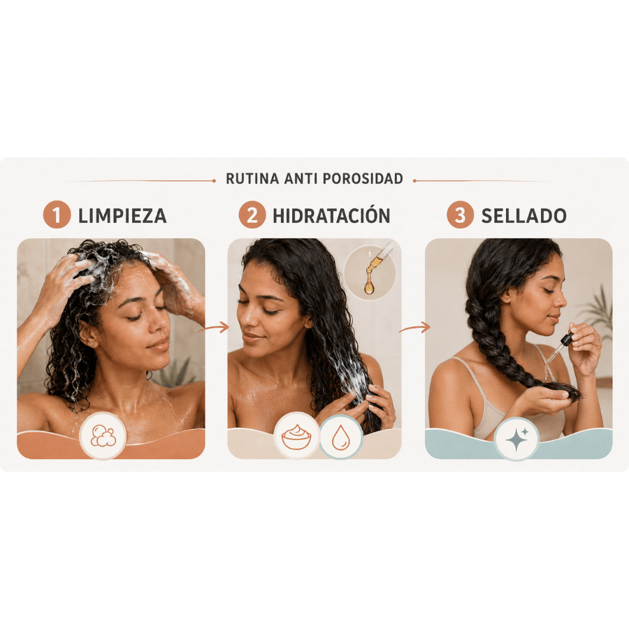 rutina contra el pelo poroso